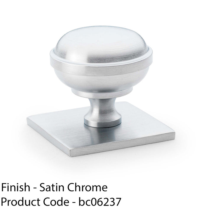 Classic Round Cabinet Door Knob & Matching Backplate - Satin Chrome 34mm Handle 1