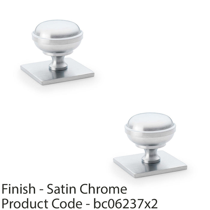 2 PACK Classic Round Door Knob & Matching Backplate Satin Chrome 34mm Handle 1