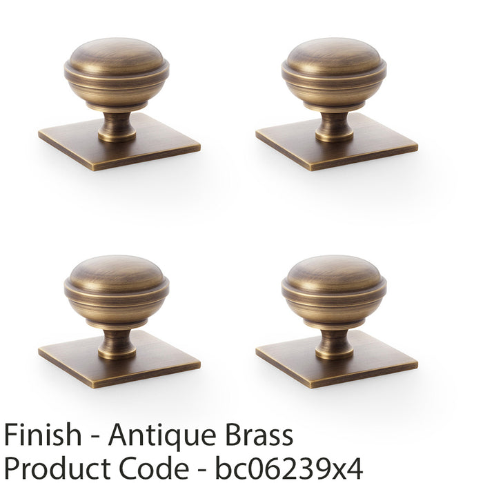 4 PACK Classic Round Door Knob & Matching Backplate Antique Brass 38mm Handle 1