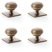 4 PACK Classic Round Door Knob & Matching Backplate Antique Brass 38mm Handle