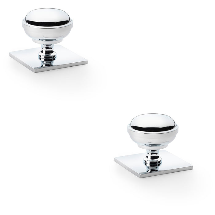 2 PACK Round Cabinet Door Knob & Matching Backplate Polished Chrome 38mm Handle