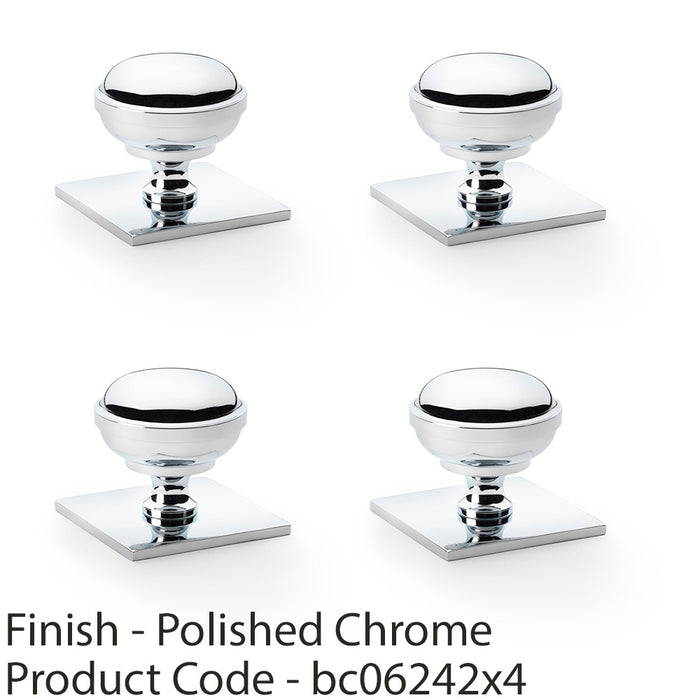 4 PACK Classic Round Door Knob & Matching Backplate Polished Chrome 38mm Handle 1