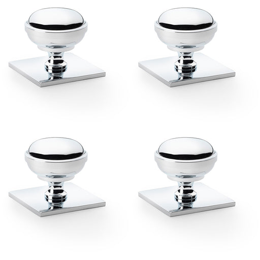 4 PACK Classic Round Door Knob & Matching Backplate Polished Chrome 38mm Handle
