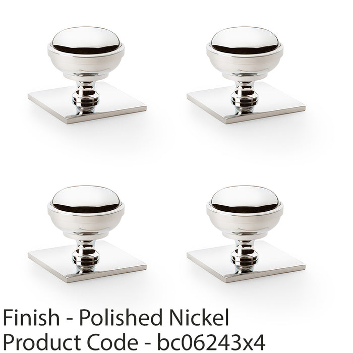4 PACK Classic Round Door Knob & Matching Backplate Polished Nickel 38mm Handle 1