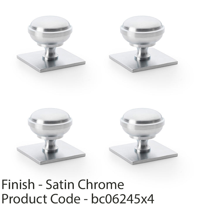 4 PACK Classic Round Door Knob & Matching Backplate Satin Chrome 38mm Handle 1