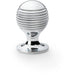 Reeded Ball Door Knob - 25mm Diameter Polished Chrome Lined Cupboard Pull Handle