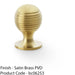Reeded Ball Door Knob - 25mm Diameter Satin Brass Lined Cupboard Pull Handle 1