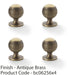 4 PACK Reeded Ball Door Knob 32mm Antique Brass Lined Cupboard Pull Handle 1