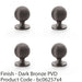 4 PACK Reeded Ball Door Knob 32mm Dark Bronze Lined Cupboard Pull Handle 1