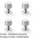 4 PACK Reeded Ball Door Knob 32mm Polished Chrome Lined Cupboard Pull Handle 1