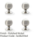 4 PACK Reeded Ball Door Knob 32mm Polished Nickel Lined Cupboard Pull Handle 1