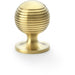 Reeded Ball Door Knob - 32mm Diameter Satin Brass Lined Cupboard Pull Handle