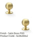 2 PACK Reeded Ball Door Knob 32mm Satin Brass Lined Cupboard Pull Handle 1
