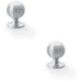 2 PACK Reeded Ball Door Knob 32mm Satin Chrome Lined Cupboard Pull Handle