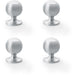 4 PACK Reeded Ball Door Knob 32mm Satin Chrome Lined Cupboard Pull Handle