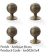 4 PACK Reeded Ball Door Knob 38mm Antique Brass Lined Cupboard Pull Handle 1