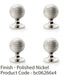 4 PACK Reeded Ball Door Knob 38mm Polished Nickel Lined Cupboard Pull Handle 1
