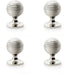 4 PACK Reeded Ball Door Knob 38mm Polished Nickel Lined Cupboard Pull Handle