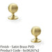 2 PACK Reeded Ball Door Knob 38mm Satin Brass Lined Cupboard Pull Handle 1