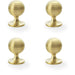 4 PACK Reeded Ball Door Knob 38mm Satin Brass Lined Cupboard Pull Handle