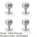 4 PACK Reeded Ball Door Knob 38mm Satin Chrome Lined Cupboard Pull Handle 1