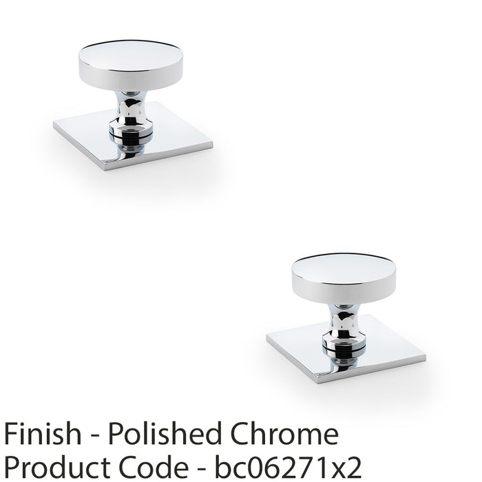 2 PACK Slim Round Door Knob & Matching Backplate Polished Chrome 38mm Handle 1