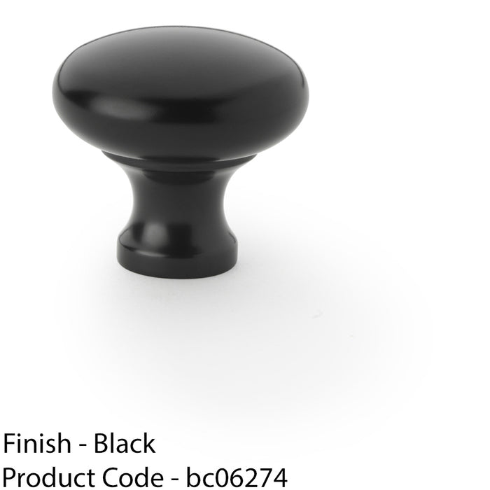 Victorian Round Door Knob - Matt Black 32mm - Kitchen Cabinet Pull Handle 1