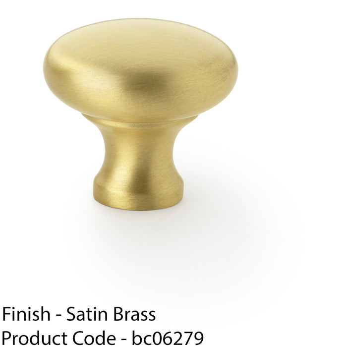 Victorian Round Door Knob - Satin Brass 32mm - Kitchen Cabinet Pull Handle 1