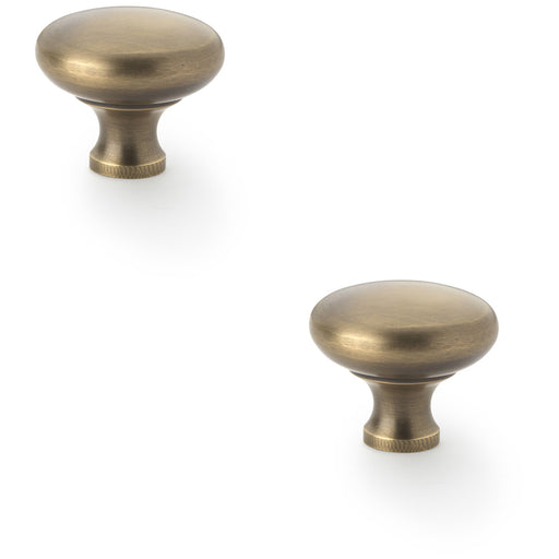 2 PACK Victorian Round Door Knob Antique Brass 38mm Kitchen Cabinet Pull Handle