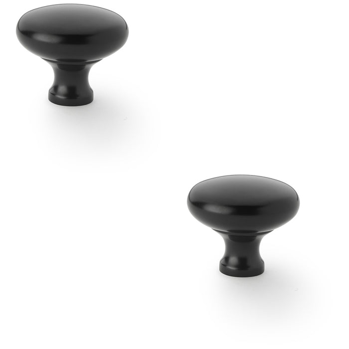 2 PACK Victorian Round Door Knob Matt Black 38mm Kitchen Cabinet Pull Handle