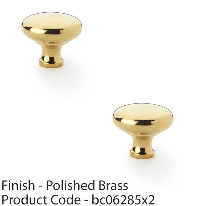 2 PACK Victorian Round Door Knob Polished Brass 38mm Kitchen Cabinet Pull Handle 1