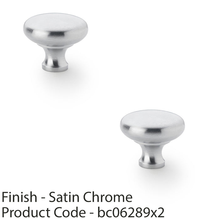 2 PACK Victorian Round Door Knob Satin Chrome 38mm Kitchen Cabinet Pull Handle 1