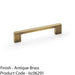 Slim Square Bar Pull Handle - Antique Brass - 128mm Centres SOLID BRASS Drawer 1