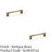 2x Slim Square Bar Pull Handle Antique Brass 128mm Centres SOLID BRASS Drawer 1