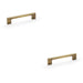 2x Slim Square Bar Pull Handle Antique Brass 128mm Centres SOLID BRASS Drawer