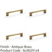 4x Slim Square Bar Pull Handle Antique Brass 128mm Centres SOLID BRASS Drawer 1