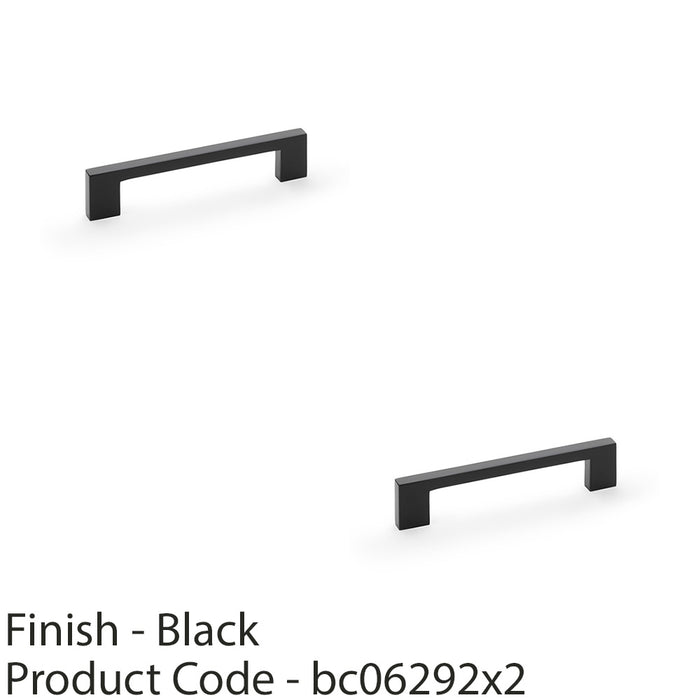 2 PACK Slim Square Bar Pull Handle Matt Black 128mm Centres SOLID BRASS Drawer 1