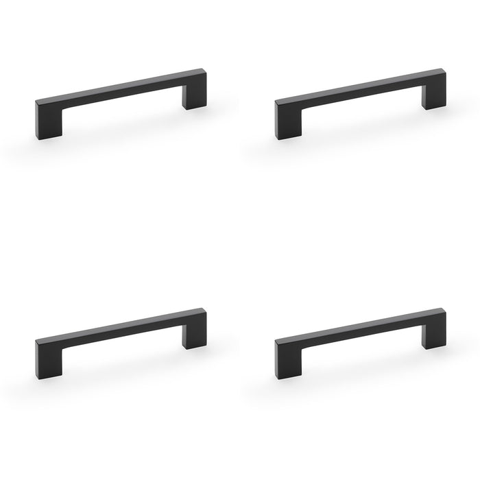 4 PACK Slim Square Bar Pull Handle Matt Black 128mm Centres SOLID BRASS Drawer