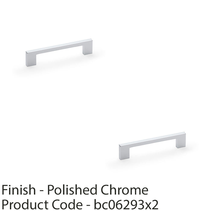 2 PACK Slim Square Bar Pull Handle Polished Chrome 128mm Centres SOLID BRASS 1