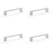 4 PACK Slim Square Bar Pull Handle Polished Chrome 128mm Centres SOLID BRASS
