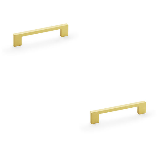 2 PACK Slim Square Bar Pull Handle Satin Brass 128mm Centres SOLID BRASS Drawer
