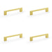4 PACK Slim Square Bar Pull Handle Satin Brass 128mm Centres SOLID BRASS Drawer