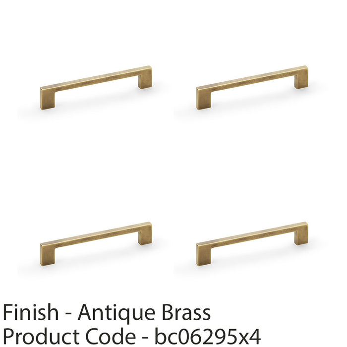 4x Slim Square Bar Pull Handle Antique Brass 160mm Centres SOLID BRASS Drawer 1
