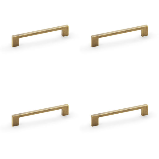 4x Slim Square Bar Pull Handle Antique Brass 160mm Centres SOLID BRASS Drawer