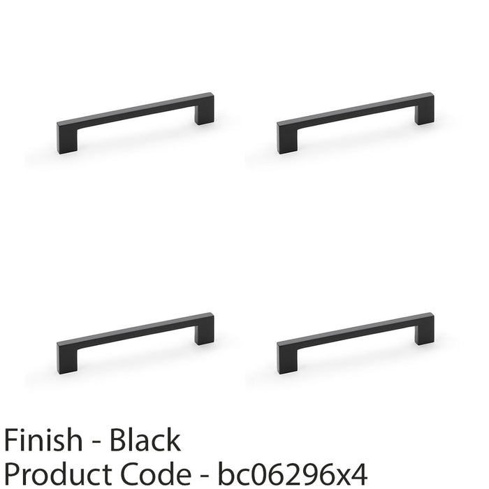 4 PACK Slim Square Bar Pull Handle Matt Black 160mm Centres SOLID BRASS Drawer 1