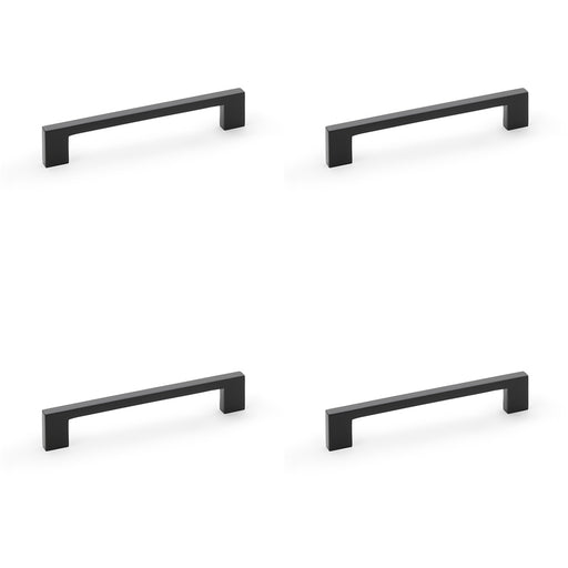 4 PACK Slim Square Bar Pull Handle Matt Black 160mm Centres SOLID BRASS Drawer