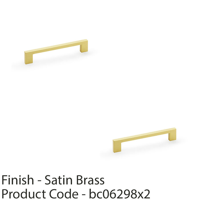 2 PACK Slim Square Bar Pull Handle Satin Brass 160mm Centres SOLID BRASS Drawer 1