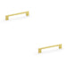 2 PACK Slim Square Bar Pull Handle Satin Brass 160mm Centres SOLID BRASS Drawer