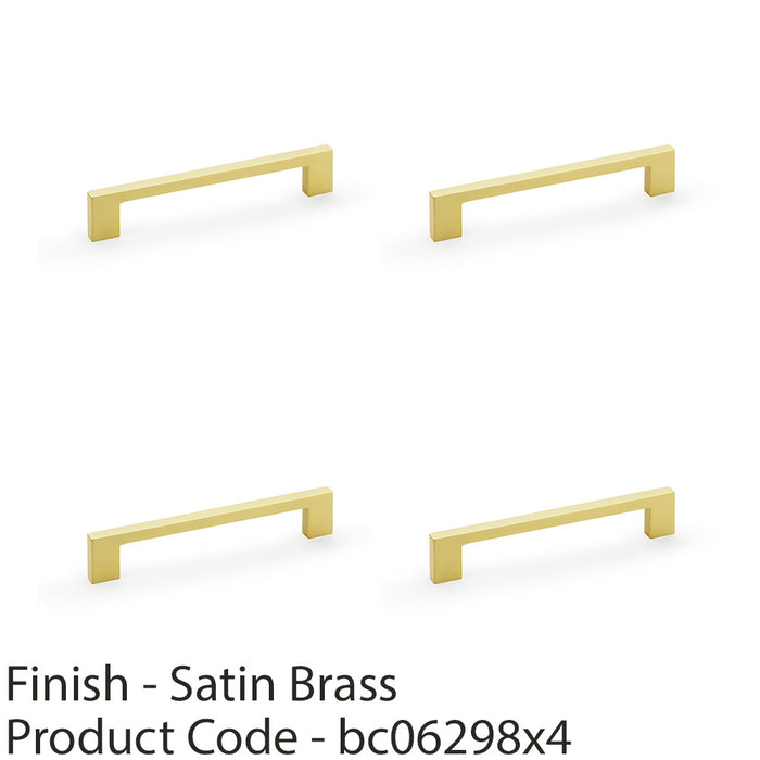 4 PACK Slim Square Bar Pull Handle Satin Brass 160mm Centres SOLID BRASS Drawer 1