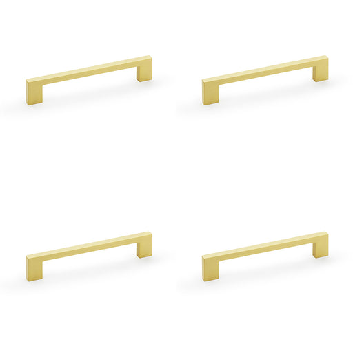 4 PACK Slim Square Bar Pull Handle Satin Brass 160mm Centres SOLID BRASS Drawer
